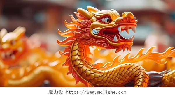 雕刻精细的龙头龙抬头二月二中国春节十二生肖 背景
